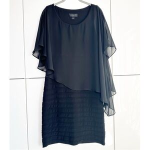 Scarlet Little Black Dress Size 6 Sheer Cape Overlay Evening Wedding Cocktail
